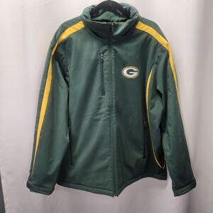 Green Bay Packers NFL Embroidered Football Full Zip Soft Shell Coat Men XXL